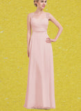 Rhoda A-line Sweetheart Floor-Length Charmeuse Chiffon Lace Bridesmaid Dress With Ruffle UKP0019553