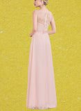 Rhoda A-line Sweetheart Floor-Length Charmeuse Chiffon Lace Bridesmaid Dress With Ruffle UKP0019553