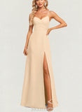 Jadyn A-line V-Neck Floor-Length Chiffon Bridesmaid Dress UKP0019556