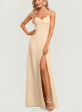 Jadyn A-line V-Neck Floor-Length Chiffon Bridesmaid Dress UKP0019556