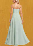 Madilynn A-line Square Floor-Length Chiffon Bridesmaid Dress With Ruffle UKP0019558