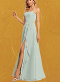 Madilynn A-line Square Floor-Length Chiffon Bridesmaid Dress With Ruffle UKP0019558