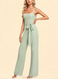 Riley Jumpsuit/Pantsuit Square Floor-Length Chiffon Bridesmaid Dress UKP0019561