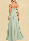 Chelsea A-line Off the Shoulder Straight Floor-Length Chiffon Bridesmaid Dress With Ruffle UKP0019562