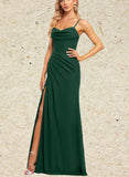 Diya Trumpet/Mermaid Cowl Floor-Length Chiffon Bridesmaid Dress With Ruffle UKP0019564