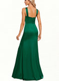 Marilyn Trumpet/Mermaid Halter Floor-Length Silky Satin Bridesmaid Dress UKP0019566