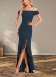 Lesley Trumpet/Mermaid Off the Shoulder Asymmetrical Chiffon Bridesmaid Dress With Ruffle UKP0019577