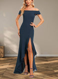 Lesley Trumpet/Mermaid Off the Shoulder Asymmetrical Chiffon Bridesmaid Dress With Ruffle UKP0019577