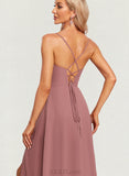 Tess A-line V-Neck Floor-Length Chiffon Bridesmaid Dress UKP0019585