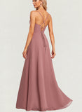 Tess A-line V-Neck Floor-Length Chiffon Bridesmaid Dress UKP0019585