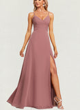 Tess A-line V-Neck Floor-Length Chiffon Bridesmaid Dress UKP0019585