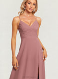 Tess A-line V-Neck Floor-Length Chiffon Bridesmaid Dress UKP0019585