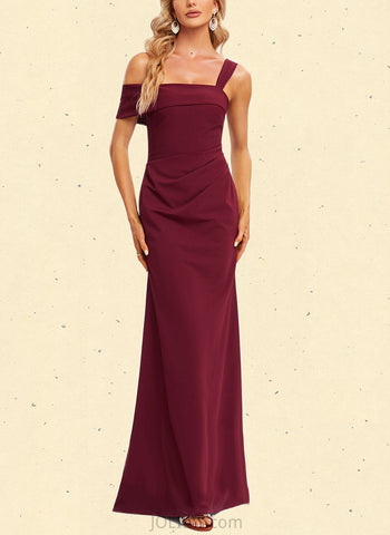 Danna Sheath/Column Asymmetrical One Shoulder Floor-Length Stretch Crepe Bridesmaid Dress UKP0019594