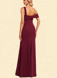 Danna Sheath/Column Asymmetrical One Shoulder Floor-Length Stretch Crepe Bridesmaid Dress UKP0019594