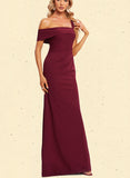 Danna Sheath/Column Asymmetrical One Shoulder Floor-Length Stretch Crepe Bridesmaid Dress UKP0019594