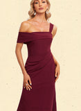 Danna Sheath/Column Asymmetrical One Shoulder Floor-Length Stretch Crepe Bridesmaid Dress UKP0019594