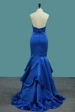 New Arrival Mermaid Sweetheart Satin Evening Dresses Sweep Train