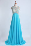 Prom Dresses A Line Scoop Sweep/Brush Chiffon