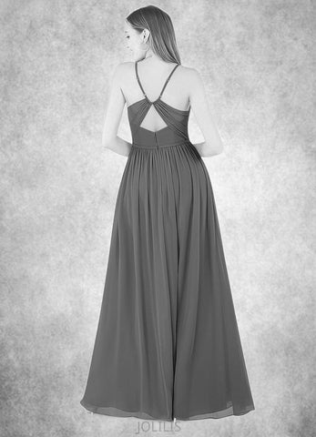 Rubi A-Line Pleated Chiffon Floor-Length Dress SJSP0019647