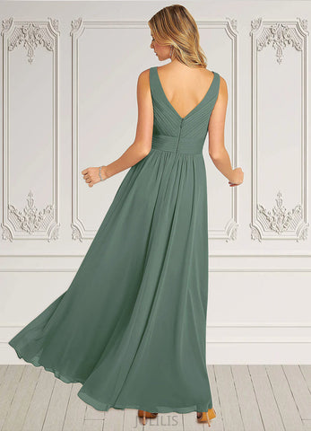 Kiley A-Line Pleated Chiffon Floor-Length Dress SJSP0019658