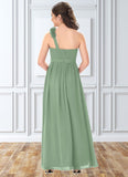 Charlize A-Line Pleated Chiffon Floor-Length Junior Bridesmaid Dress SJSP0019999