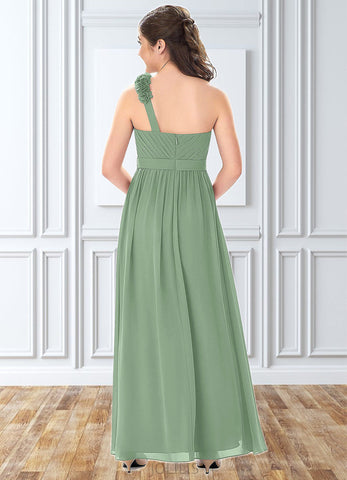 Charlize A-Line Pleated Chiffon Floor-Length Junior Bridesmaid Dress SJSP0019999