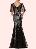 Araceli Mermaid Sequins Tulle Floor-Length Dress SJSP0019927