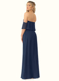 Peyton A-Line Off the Shoulder Chiffon Floor-Length Dress SJSP0019762