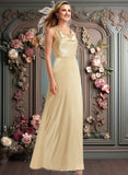 Sam A-line Cowl Floor-Length Stretch Satin Bridesmaid Dress JLP0025764