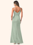 Desirae Mermaid Pleated Mesh Floor-Length Dress SJSP0019596