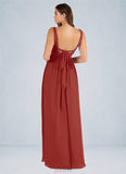 Janessa A-Line Pleated Chiffon Floor-Length Dress SJSP0019643