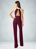 Aubree Pleated Luxe Knit Jumpsuit with Belt Cabernet SJSP0019817