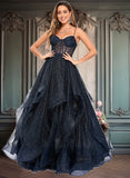 Reina Ball-Gown/Princess V-Neck Floor-Length Tulle Prom Dresses JLP0025863