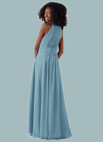 Yaretzi A-Line Pleated Chiffon Floor-Length Junior Bridesmaid Dress SJSP0019998