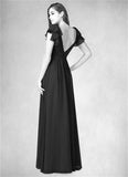 Zoe A-Line Pleated Chiffon Floor-Length Dress SJSP0019773