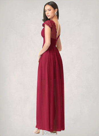 Lori A-Line Lace Chiffon Floor-Length Dress SJSP0019769