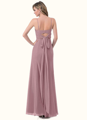 Lizeth A-Line Side Slit Chiffon Floor-Length Dress SJSP0019651