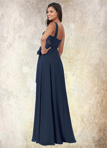 Nyla A-Line Pleated Chiffon Floor-Length Dress SJSP0019636