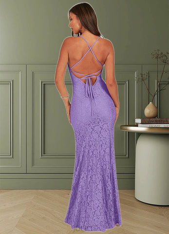 Kianna Mermaid Lace Floor-Length Dress SJSP0019748