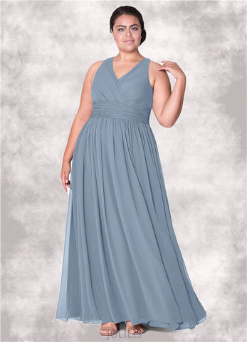 Helen A-Line Pleated Chiffon Floor-Length Dress SJSP0019735