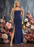 Sophronia Trumpet/Mermaid Cowl Floor-Length Stretch Crepe Bridesmaid Dress With Ruffle JLP0025766