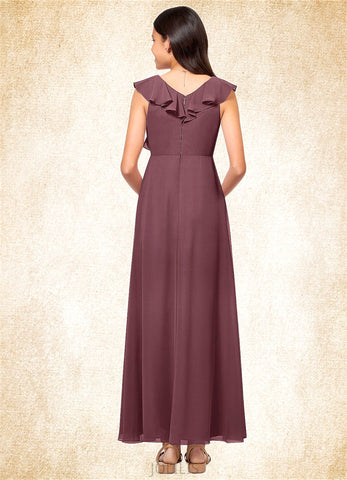 Vicky A-Line Chiffon Floor-Length Junior Bridesmaid Dress SJSP0020014