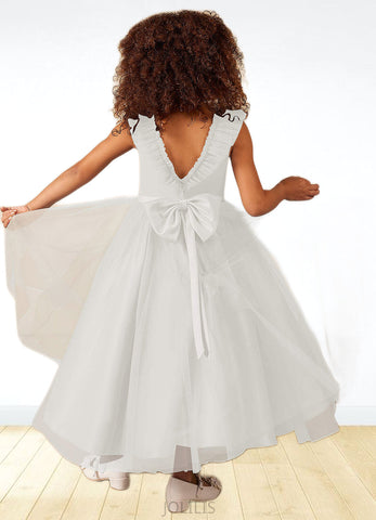 Anna A-Line Bow Tulle Ankle-Length Dress SJSP0020249