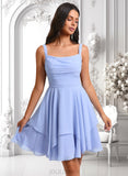 Alejandra A-line Scoop Short Chiffon Homecoming Dress With Pleated JLP0025654