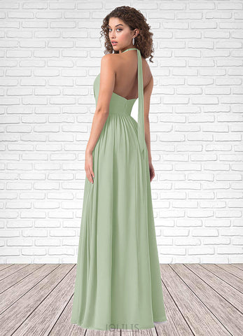 Peyton A-Line Pleated Chiffon Floor-Length Dress SJSP0019702