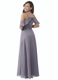 Kaia A-Line Off the Shoulder Chiffon Floor-Length Junior Bridesmaid Dress SJSP0020001