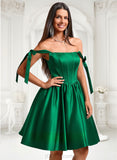 Phyllis Ball-Gown/Princess Straight Short Satin Homecoming Dress With Bow JLP0025645