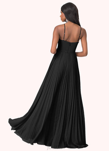 Scarlett A-Line Pleated Chiffon Floor-Length Dress SJSP0019672