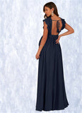 Ashly A-Line Pleated Viscose Floor-Length Dress SJSP0019727