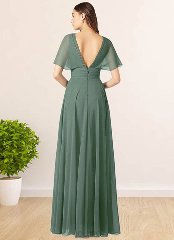 Nova A-Line Pleated Chiffon Floor-Length Dress SJSP0019648